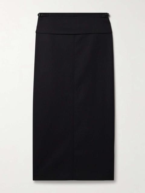 Adriana paneled wool-blend twill maxi skirt