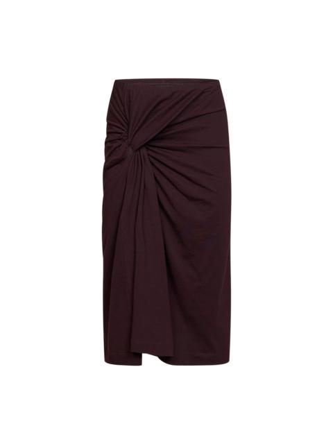 Dries Van Noten Burgundy cotton jersey Hemellana twisted midi skirt