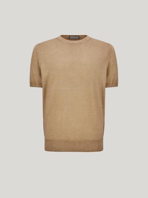 Canali CANALI NUVOLA OCHRE T-SHIRT IN WOOL AND SILK