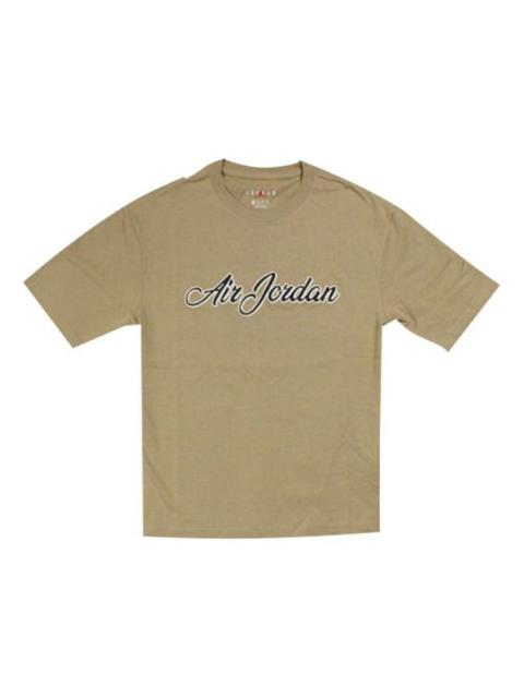 Jordan Air Jordan Remastered Logo Embroidered Round Neck Short Sleeve Olive Green CJ6218-225