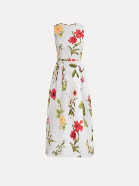Oscar de la Renta CHINÉ DOMINICAN MIXED-FLORAL FAILLE DRESS