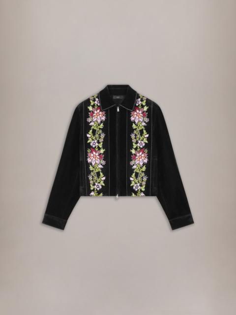 AMIRI FLORAL FLOCK EMBELLISHED BLOUSON