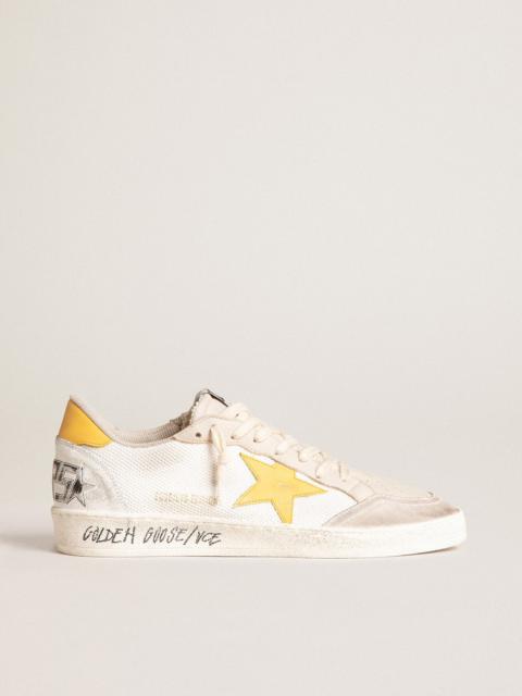 Ball Star LTD in white mesh with yellow leather star and heel tab