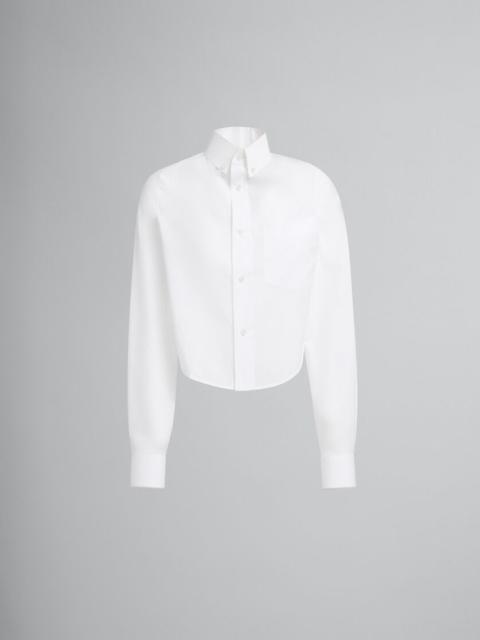 WHITE ORGANIC POPLIN CROPPED SHIRT