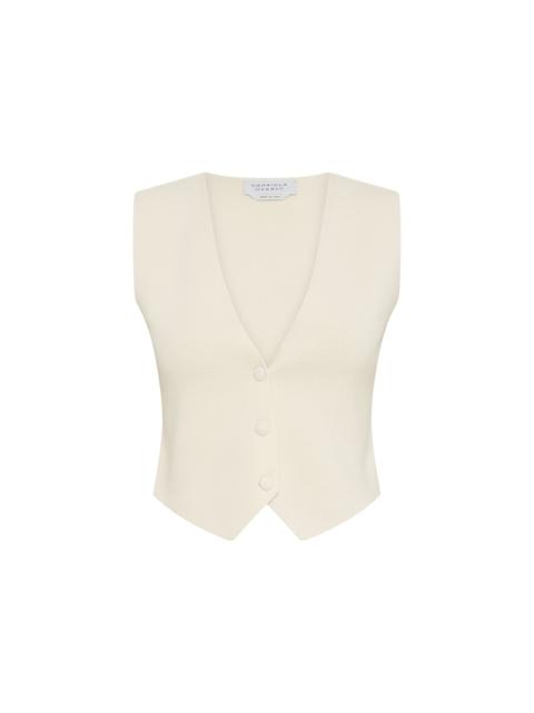 GABRIELA HEARST Styx Knit Vest in Ivory Merino Wool Cashmere