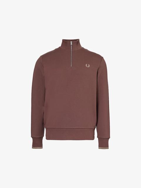 Fred Perry Ringer logo-embroidered half-zip cotton-jersey sweatshirt