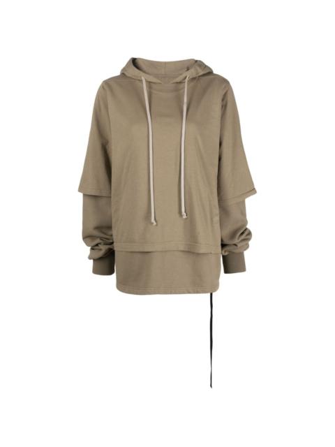 layered-design cotton hoodie