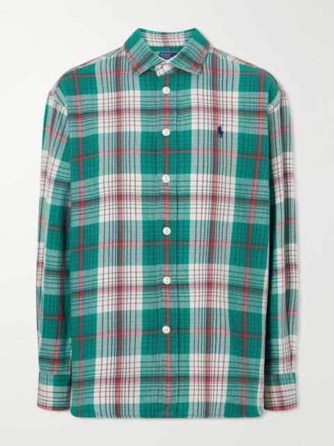 Polo Ralph Lauren Logo-embroidered checked cotton-twill shirt Green