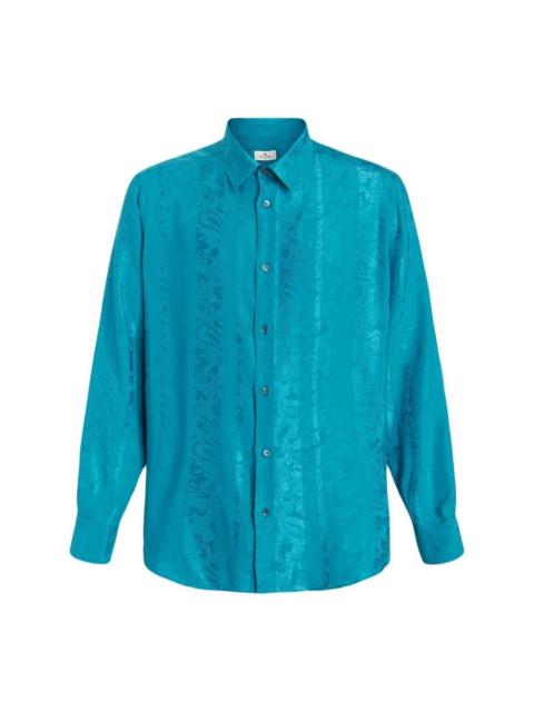 floral-jacquard silk shirt