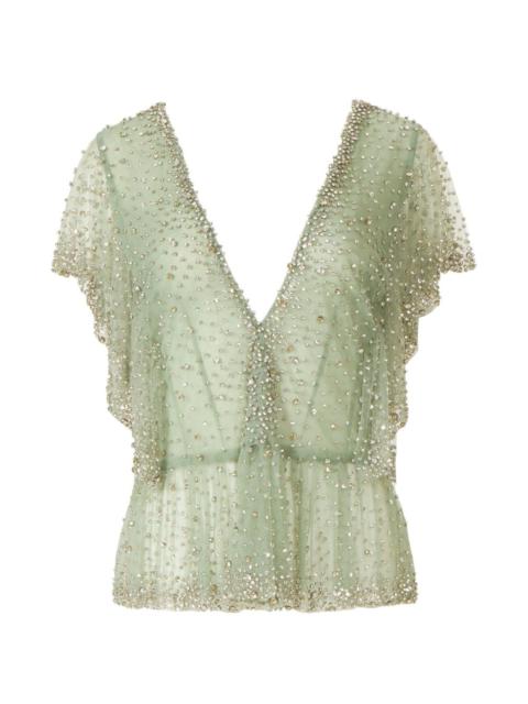 COSTARELLOS Aletta crystal peplum top
