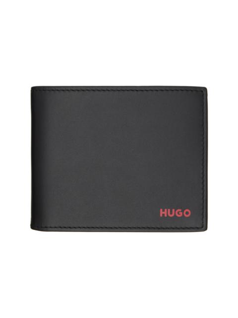 HUGO Black Leather Trifold Wallet