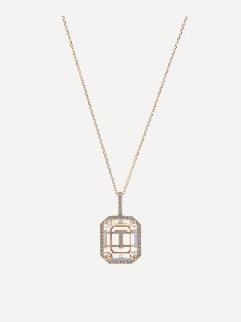 MATEO 14ct Gold Diamond T Initial Pendant Necklace