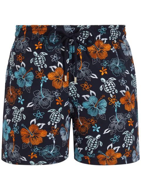 Men Swim Trunks Embroidered Tropical Turtles - Limited Edition