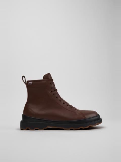 CAMPER Brutus+ Brown Leather Ankle Boots for Men.