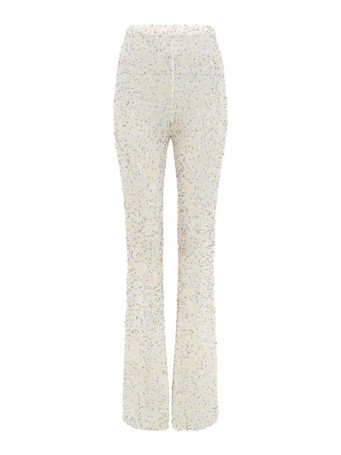 GABRIELA HEARST Sidney Flare Knit Pant in Ivory Multi Beaded Cashmere