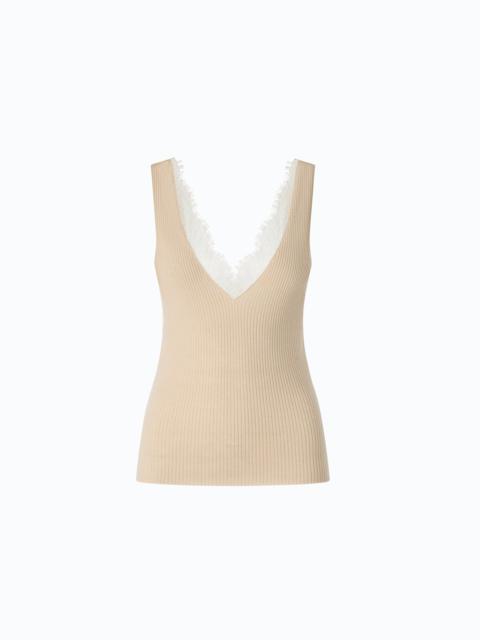 PINKO VEST TOP IN SILK AND CASHMERE BLEND WITH LACE NECK