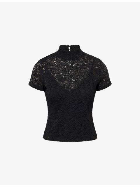 PAIGE June Lace Stretch-Woven Top