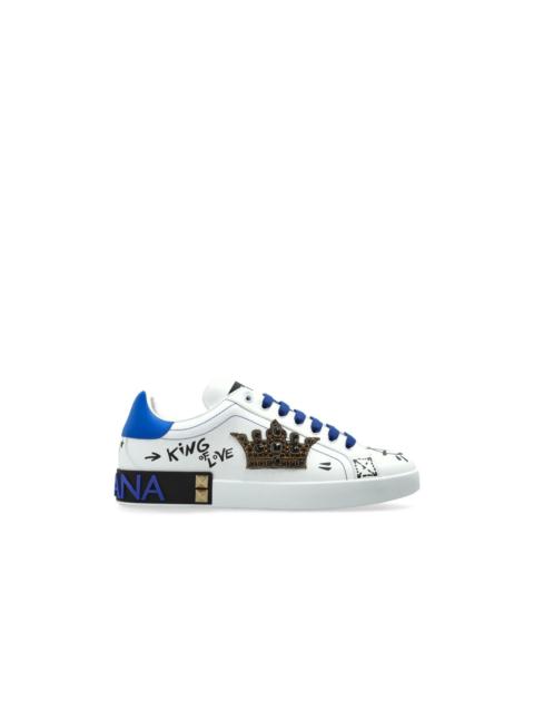 Dolce & Gabbana DOLCE&GABBANA Portofino White Leather Sneakers New & Authent