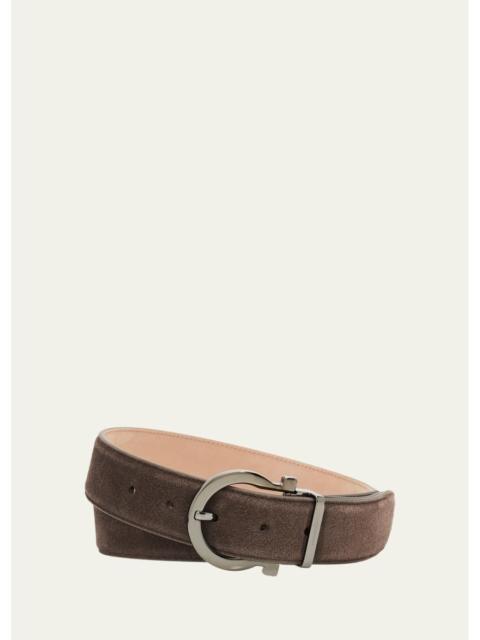 FERRAGAMO Men's Leather Gancio-Buckle Belt