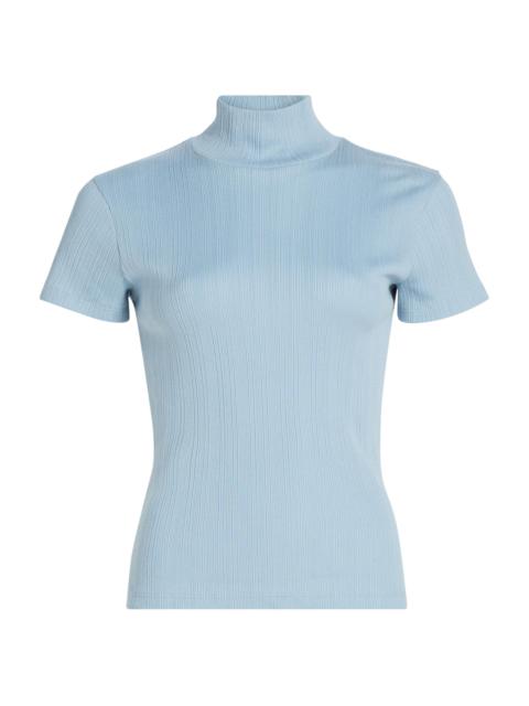 Vince Women's Rib-Knit Mock Turleneck Short-Sleeve Top - Del Mar