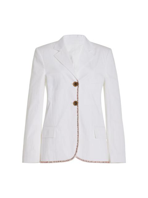 WALES BONNER Truth Embellished Technical Cotton Blazer white