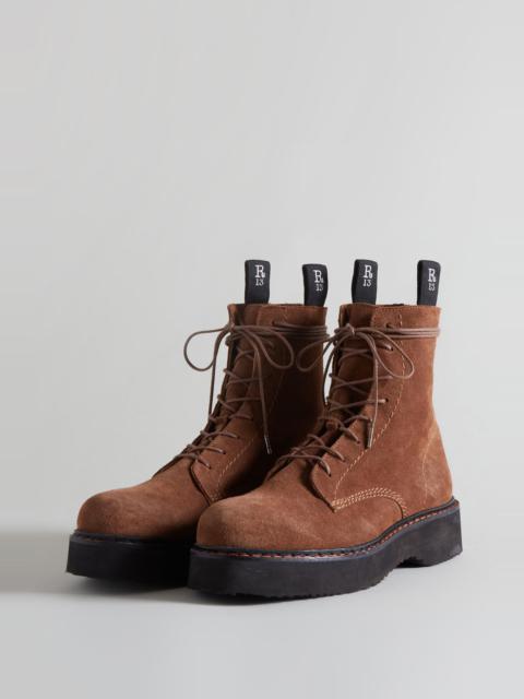 R13 SINGLE STACK BOOT - BROWN SUEDE
