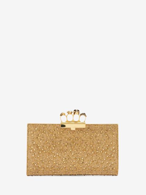 Women's Jewelled Flat Pouch in Gold