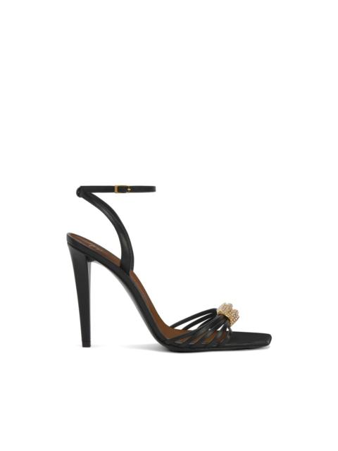 Giuseppe Zanotti Sunset Glow rhinestone brooch strappy leather sandals