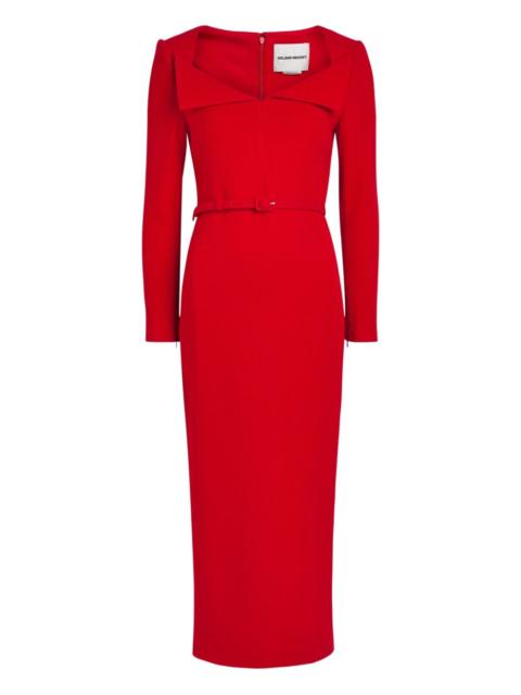 ROLAND MOURET belt square-neck dress