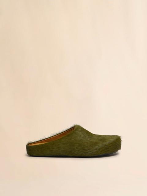 Marni DEEP GREEN LONG HAIR CALFSKIN FUSSBETT SABOT