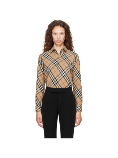 Burberry Beige Relaxed Fit Check Cotton Poplin Shirt