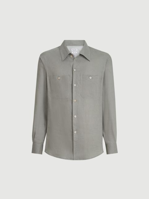 Brunello Cucinelli Linen easy fit shirt with chest pockets