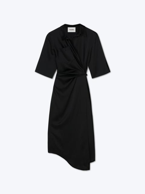 LAIS - Draped front shirt dress - Black