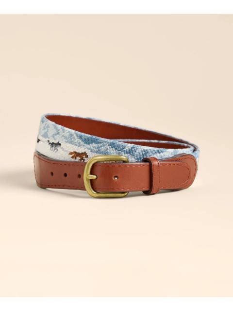 Brooks Brothers Smathers & Branson Needlepoint Dogsledding Belt
