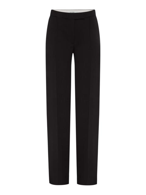 ALEX PERRY Pleated Wool Straight-Leg Pants black
