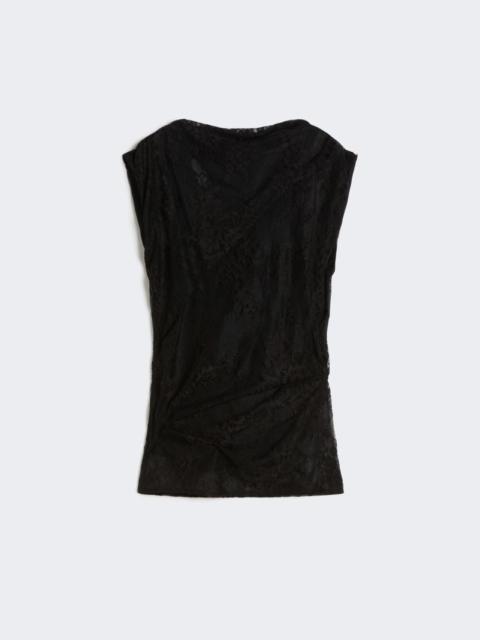 Two-tone lace top - black