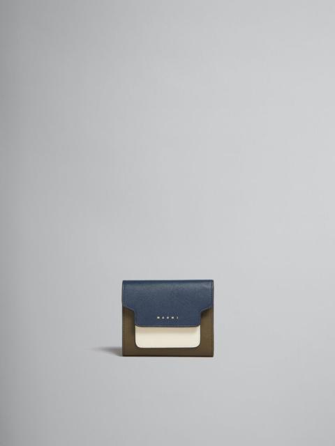 Marni BLUE WHITE AND GREEN SAFFIANO LEATHER WALLET