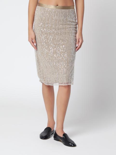 AMI Paris Beige sequin midi skirt