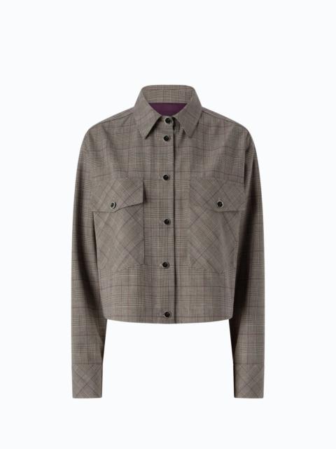 PINKO CHECK WOOL-BLEND CROPPED OVERSHIRT