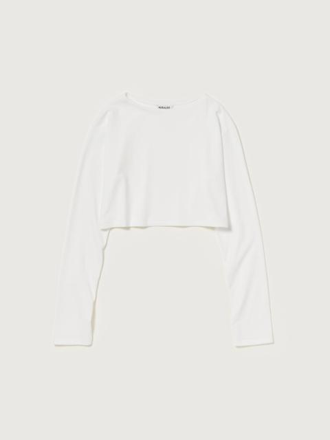 AURALEE HIGH GAUGE COTTON JERSEY BOAT NECK L/S TEE