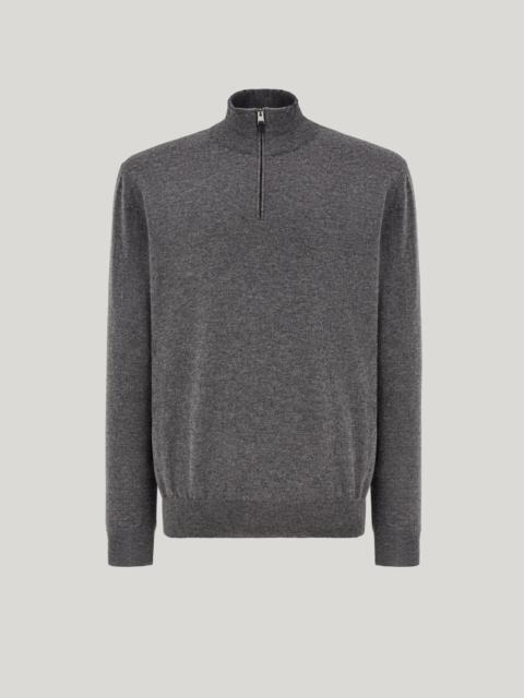 Canali ANTHRACITE CASHMERE ZIPPERED MOCK NECK SWEATER