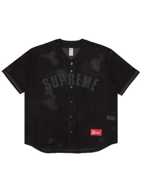 Supreme Ultrasuede Mesh Baseball Jersey 'Black'