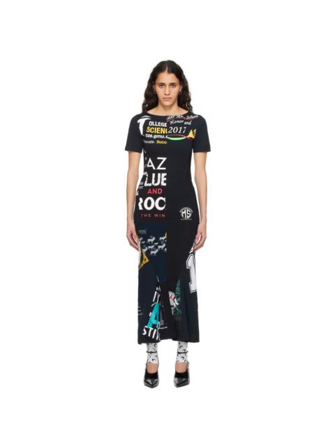 Marine Serre Black Regenerated Graphic Maxi Dress