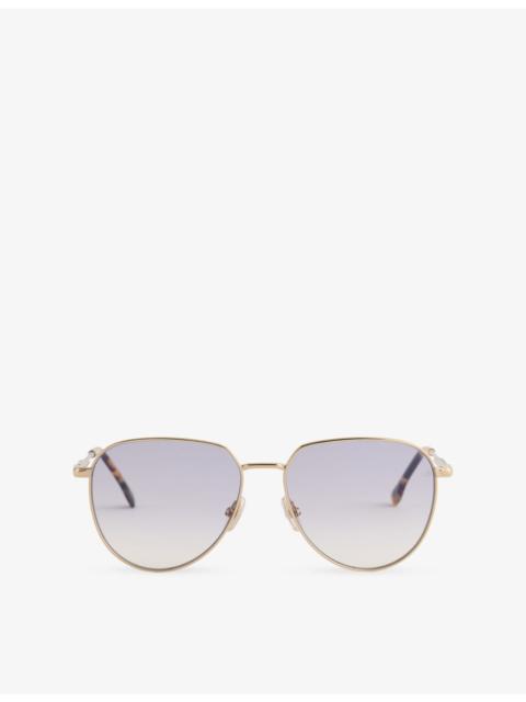 Victoria Beckham VB1026/SBB Geometric-Aviator Frame Metal Sunglasses