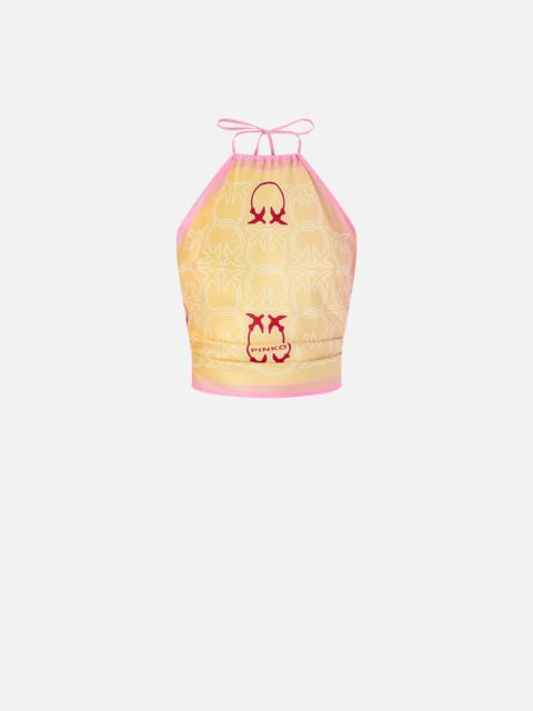 PINKO COVER-UP TOP WITH LOVE BIRDS LOGO