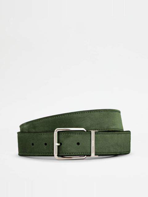 Tod's REVERSIBLE BELT IN LEATHER - GREEN, BROWN