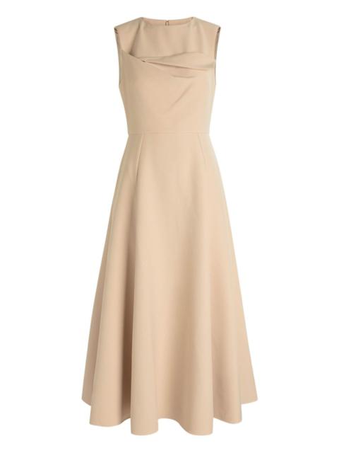 ROLAND MOURET drape flared midi dress