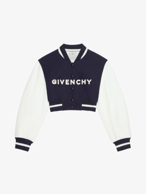 Givenchy GIVENCHY CROPPED VARSITY JACKET IN WOOL AND LEATHER