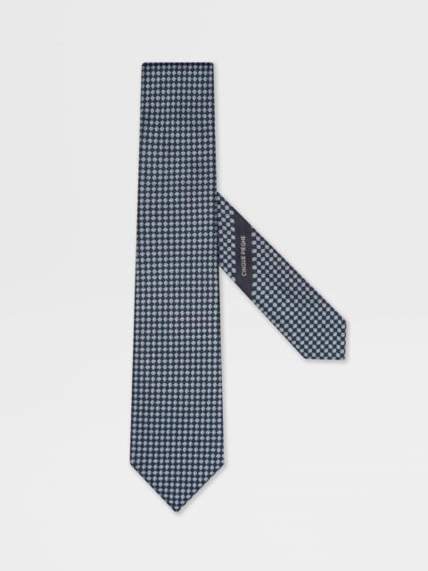 ZEGNA DARK BLUE CINQUE PIEGHE SILK TIE