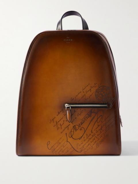 Berluti Working Day Scritto Venezia Leather and Twill Backpack